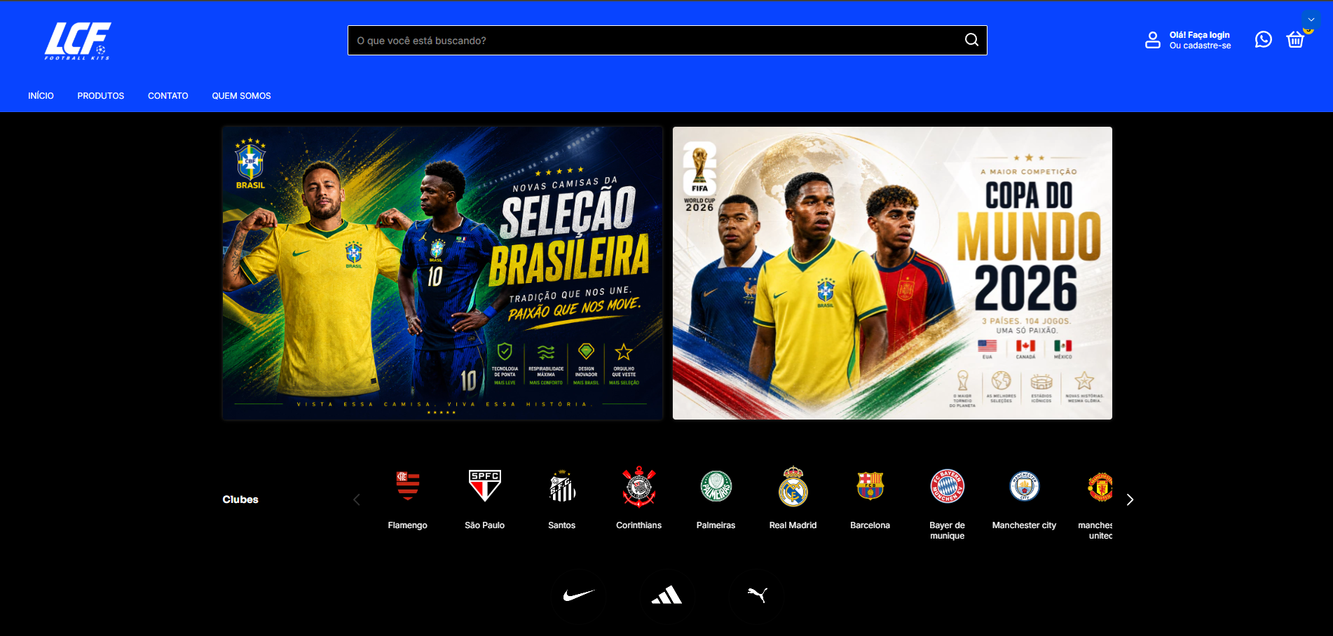 Loja virtual da LC Football Kits criada pela Cold Sites